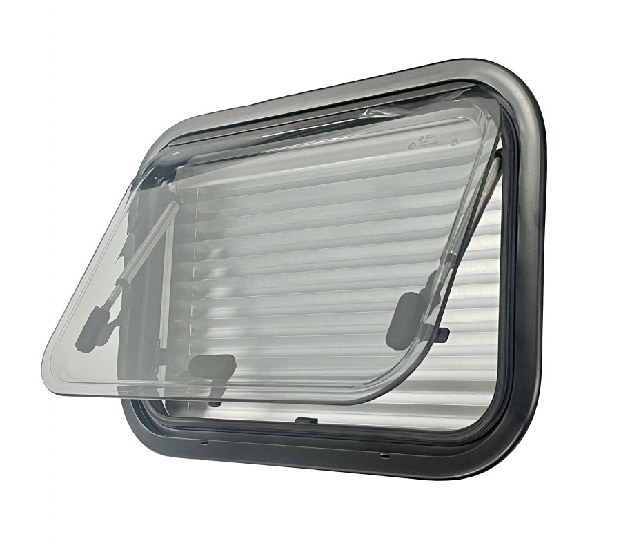 Round Edged Cassette Camper Window with Black out Blinds and Fly Net Screens